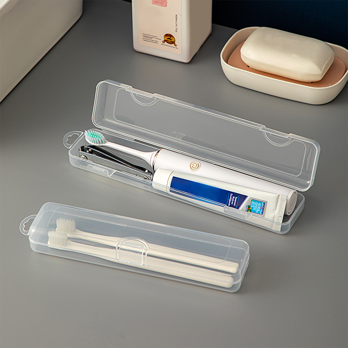 Food Storage With Dividers - WORTHBUY Caja organizadora transparente para cepillo